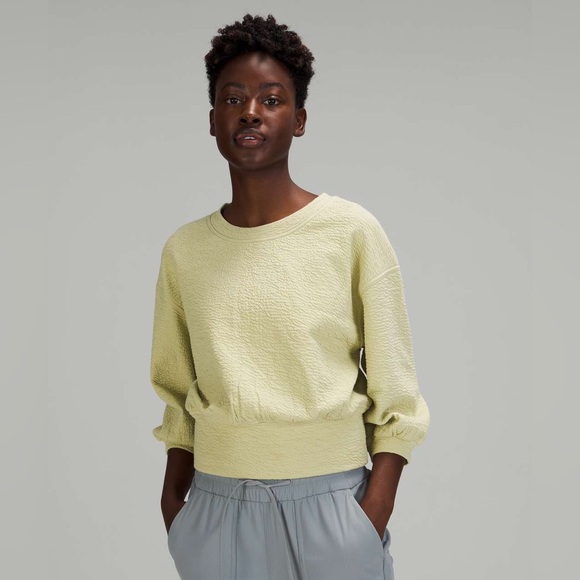 lululemon textured crew neck pullover dew green - Picture 1 of 5